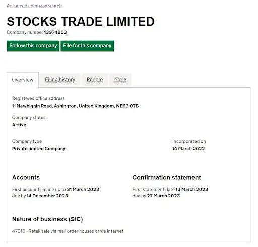 STOCKS TRADE LIMITED STOCKS TRADE LIMITED
