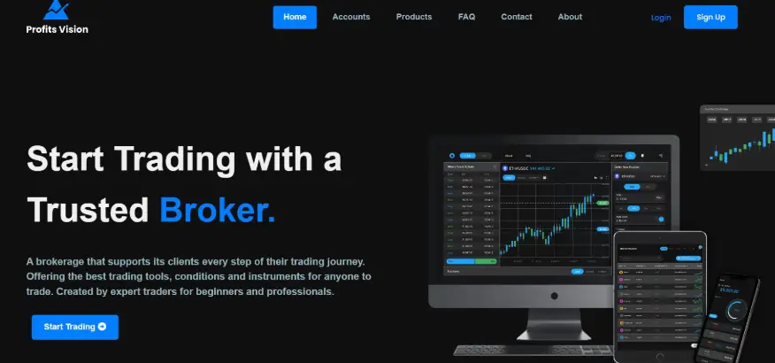 страница сайта Profits Vision