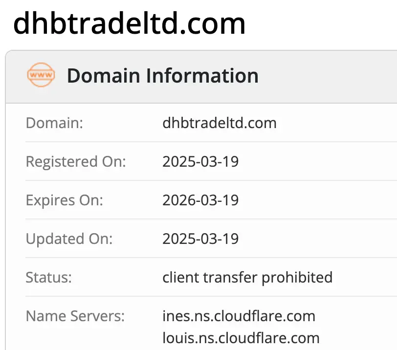 DHB Trade Limited домен домен DHB Trade Limited