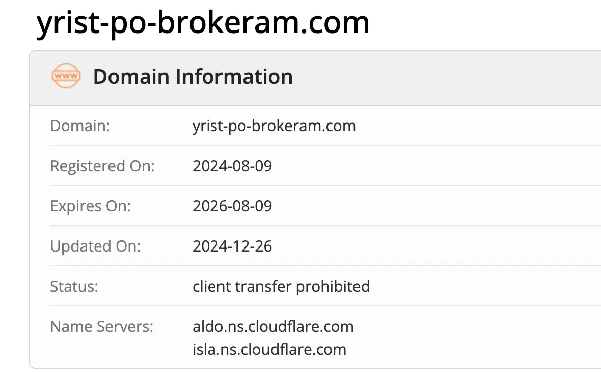 Yrist-po-Brokeram домен