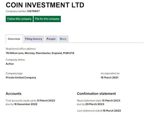 Регистрация проекта Invest Coin