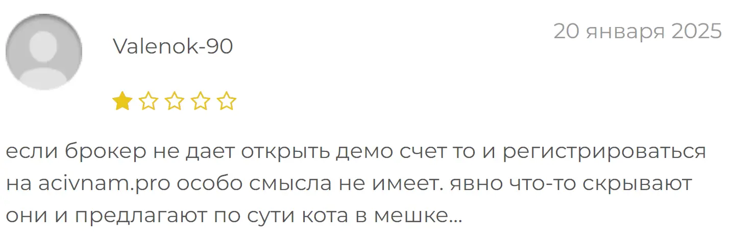 Acivnam жалоба клиента