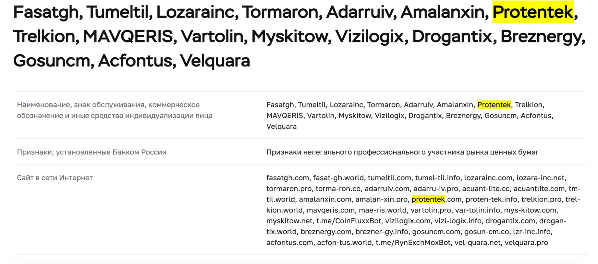 Protentek мошенники