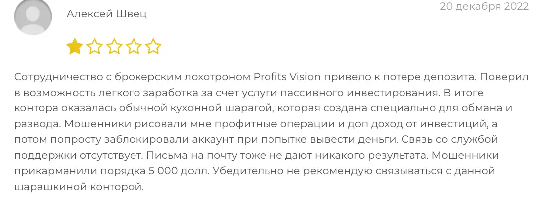 отзыв клиента Profits Vision