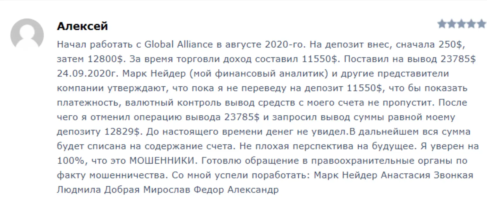 отзыв о Global Alliance Ltd Global Alliance Ltd отзывы