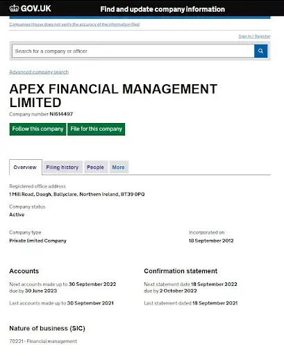 Регистрация липового брокера Apex Trade Регистрация липового брокера Apex Trade