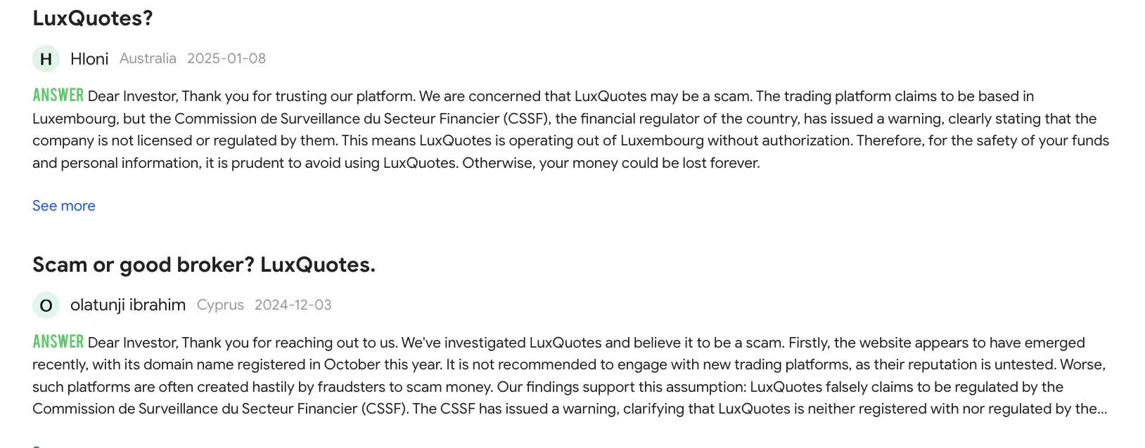 отзывы людей о LuxQuotes