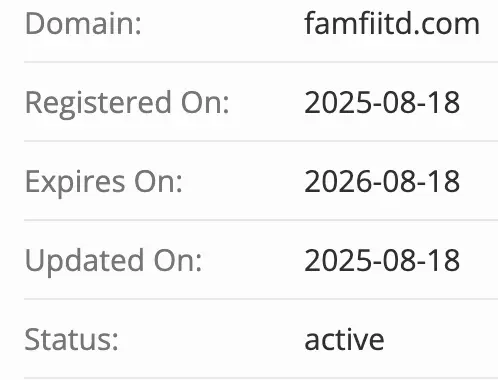 домен famfiitd LTD