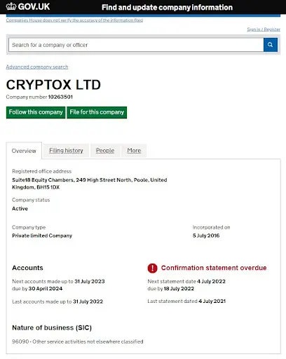 CRYPTOX LTD CRYPTOX LTD