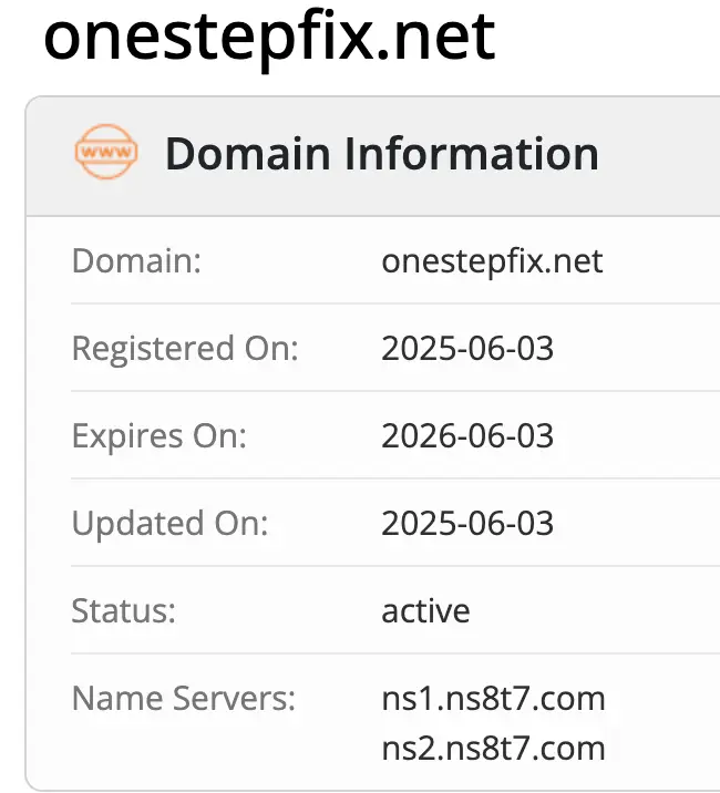 OneStepFi домен домен OneStepFi