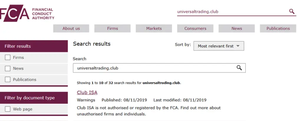 обзор ФСА Universal Trading