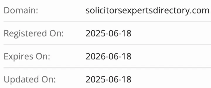 SOLICITORS EXPERTS DIRECTORY LIMITED домен  домен SOLICITORS EXPERTS DIRECTORY LIMITED