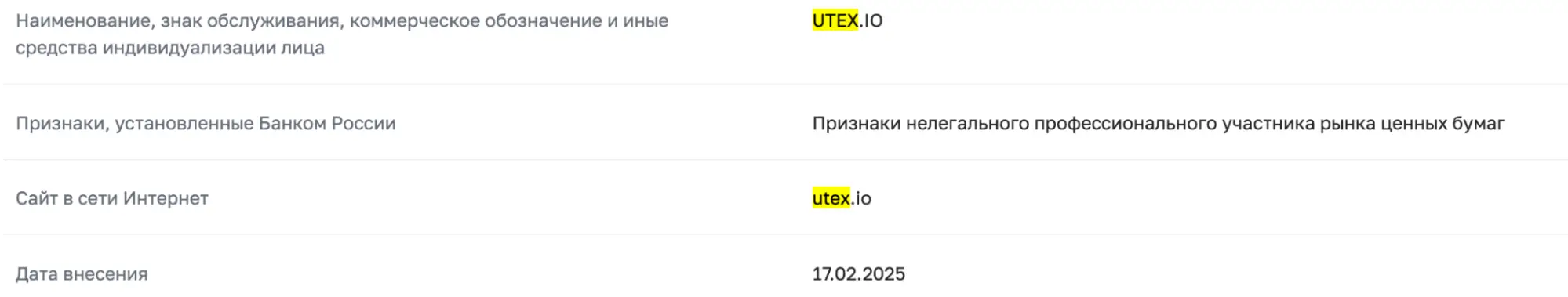 UTEX список цб список цб UTEX