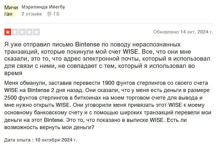 отзывы bintense io