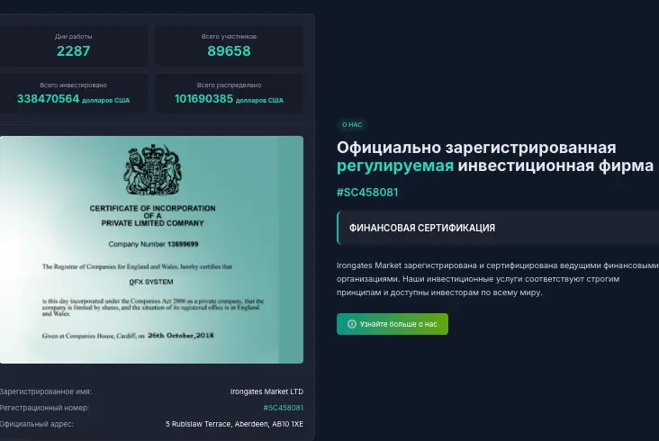 Irongates Market инфо о проекте  обзор на Irongates Market