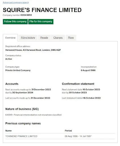 СКАМ Squires Finance Limited СКАМ Squires Finance Limited