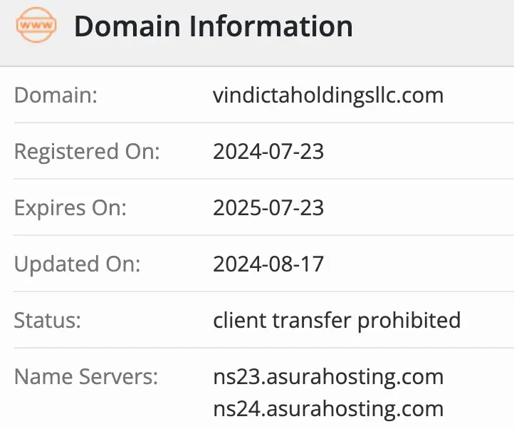 Vindicta Holdings LLC домен