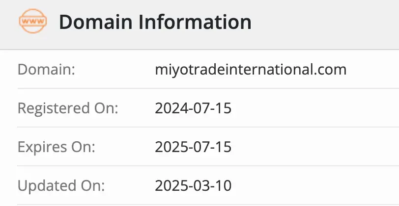 Miyo Trade International домен