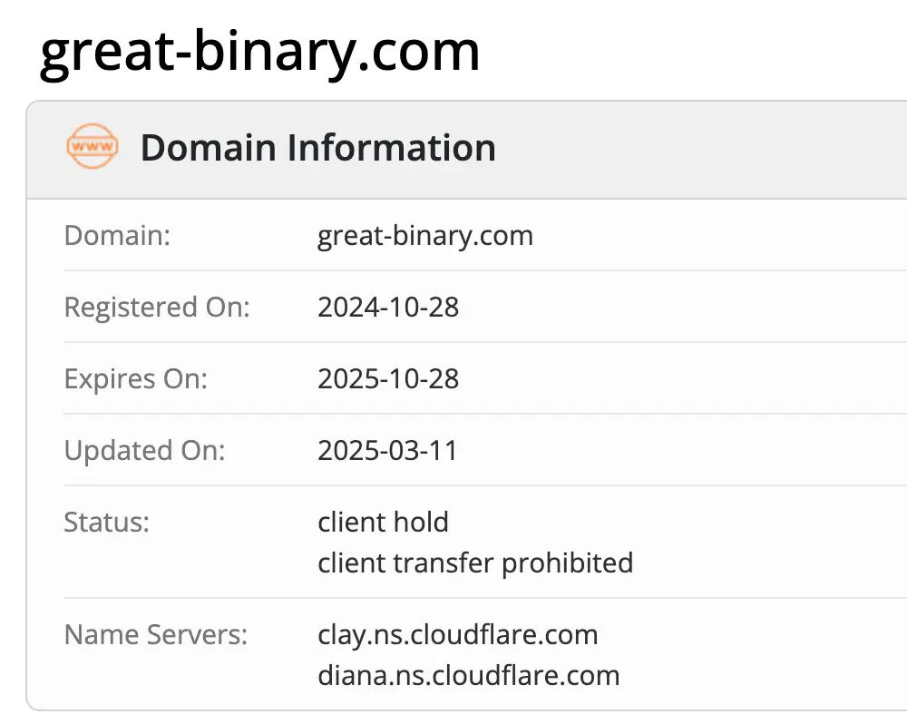 проверка информации GreatBinary проверка домена GreatBinary